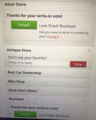 LoveShackBoutiq's tweet photo. PLS NOMINATE @LoveShackBoutiq AS UR FAVORITE~ ADULT STORE & BOUTIQUE https://t.co/jbn5TXYb5O #BestOfSA2016 #BOSA2016 https://t.co/BH0q9mIScm