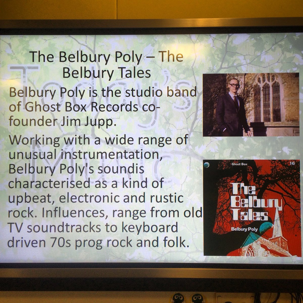 #todaysmusic #primarymusic #teaching #belburypoly @GhostBoxRecords