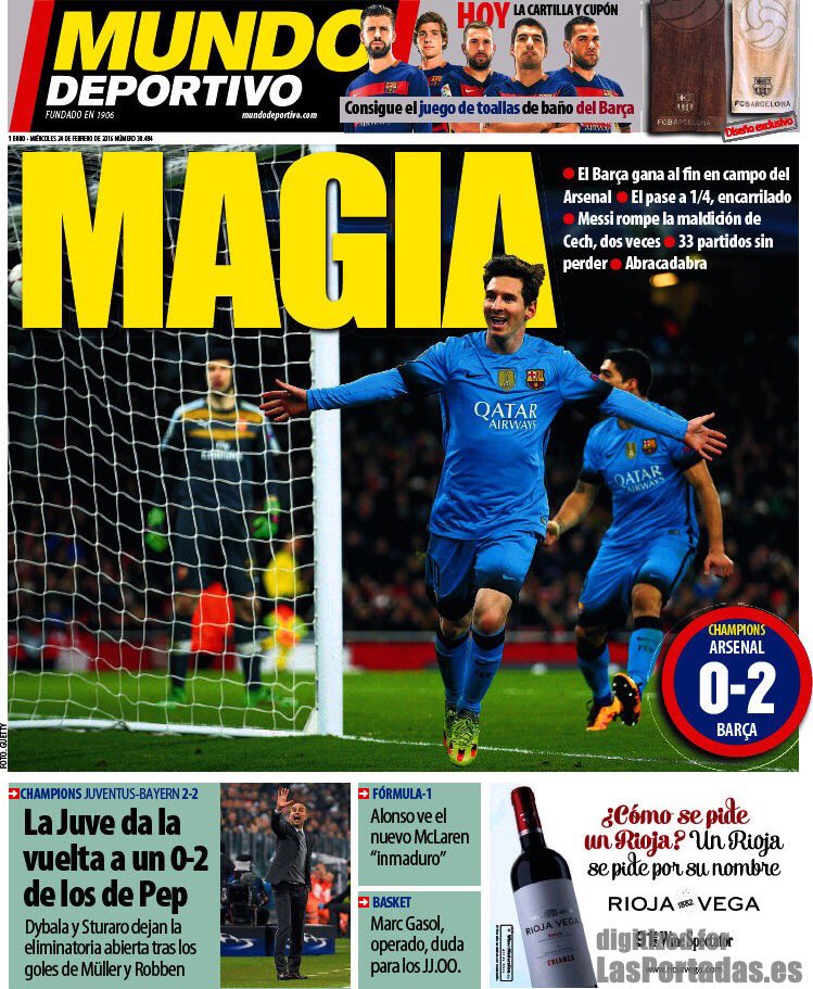CanBenet's tweet photo. 📰Portades Esportives❗️⚽️🔻
#canbenet  #champions #arsenalbarça #pantallasuperada  #magia #messipower https://t.co/Yut35OuGCH