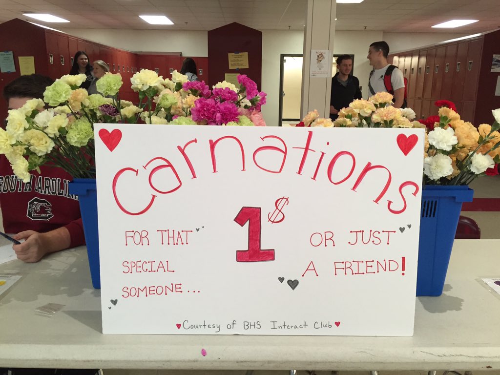 JackNelsonnn's tweet photo. Come on down and pick up a carnation for only one dollar!! All proceeds go to BHS Interact and Mr. BHS!! https://t.co/xBrN3oXkeE