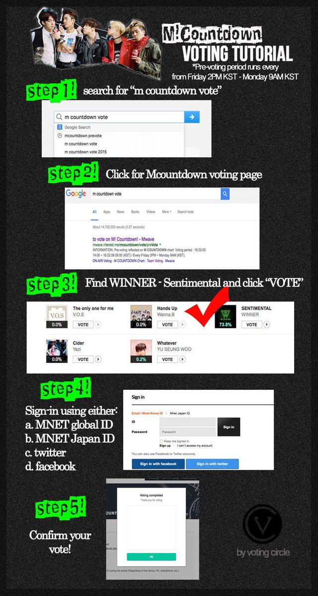 votingcircle's tweet photo. [‼️TUTORIAL] MCD prevote runs from Friday 2PM KST to Monday 9AM KST Please vote for WINNER! This is 10% of criteria! https://t.co/5piiqGqOpU