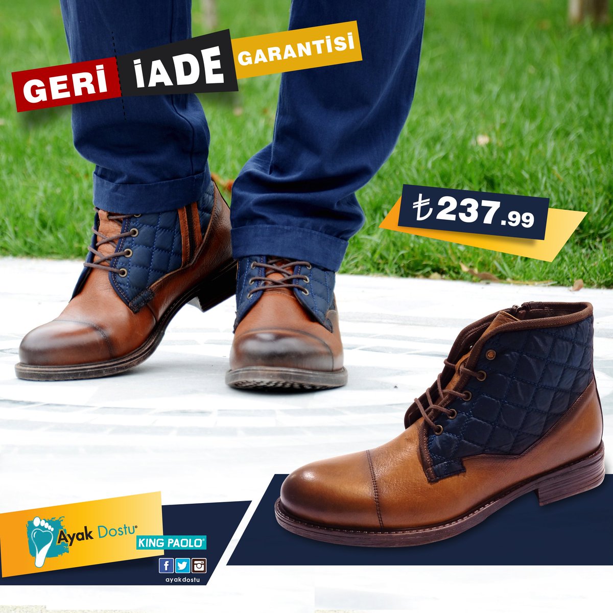 King Paolo, Bot, Taba-Lacivert
Hızlı Alışveriş; goo.gl/sBv9dX 
#ayakdostu #ayakkabı #bot #erkek