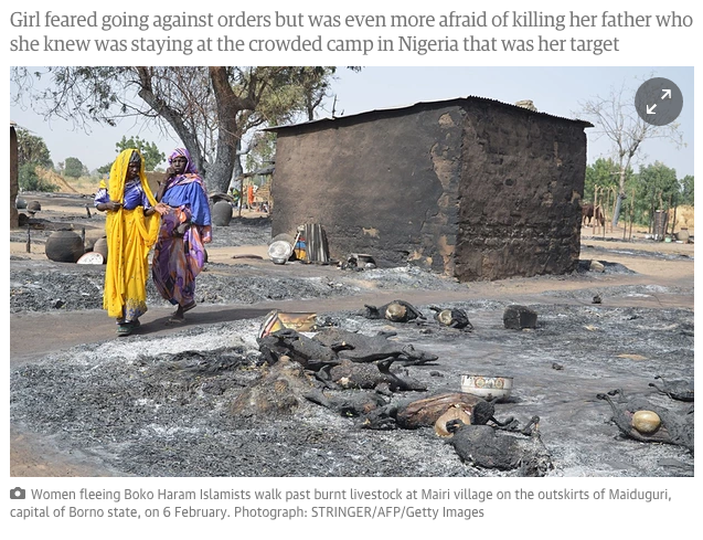 astroehlein's tweet photo. Forced by #BokoHaram to carry out suicide attack, girl rips off bomb vest &amp; flees instead https://t.co/63Yw0K64W2 https://t.co/paAildjQlv