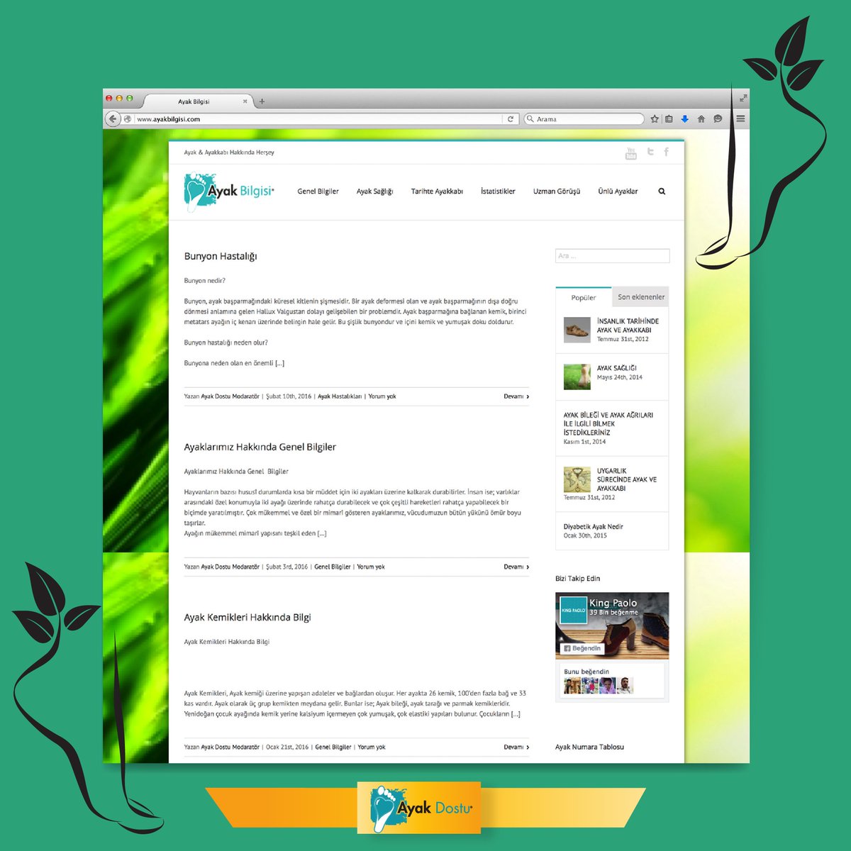 Ayak sağlığı ile ilgili her şeyi ayakbilgisi.com 'da bulabilirsiniz.
#ayakdostu #ayak #ayakkabı  #saglık