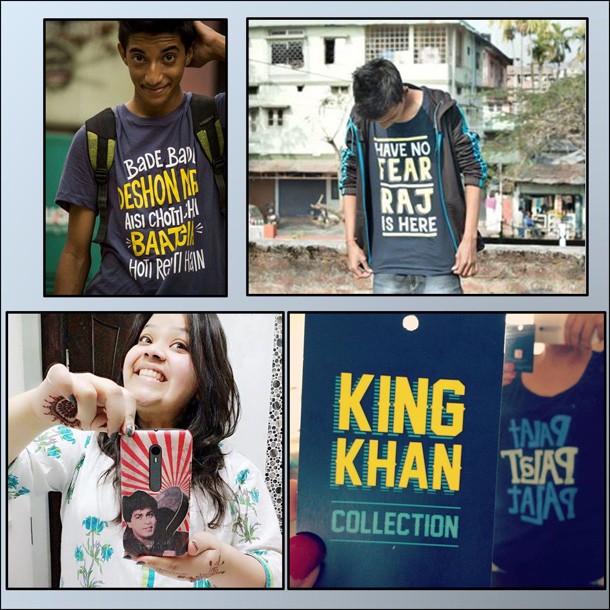 YRFmerchandise's tweet photo. We spotted these #SRK #fans with our cool #KingKhanCollection merch by @bewakoof! https://t.co/LvU4bmgAQp https://t.co/USGu3kA3Kp
