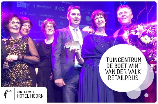 Gisteren werd de Van der Valk Retail Publieksprijs uitgereikt aan Tuincentrum De Boet. Van harte gefeliciteerd!