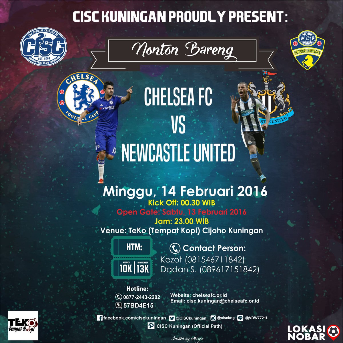 CISCkuningan_'s tweet photo. #NOBAR | CHELSEA v Newcastle | Sabtu, 13/2/16 | OG: 23.00 | @teko_kopi | CP: Kezot (081546711842) #CISCKNG https://t.co/VPmOoxkEpP