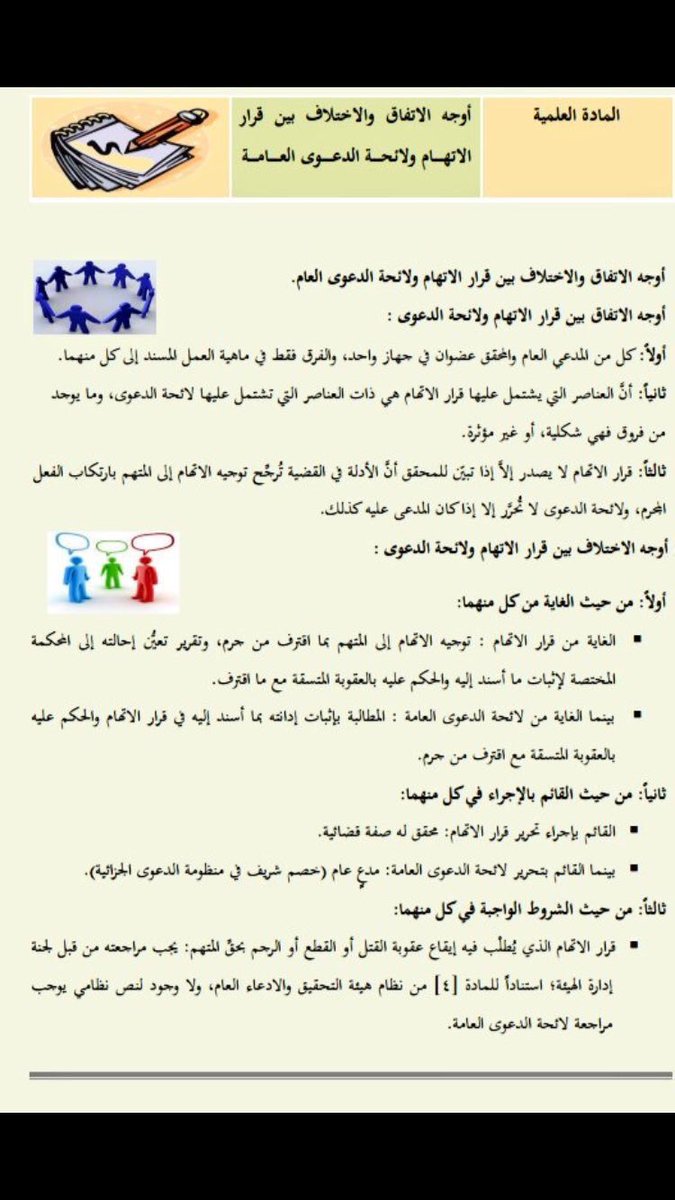 ebra500059's tweet photo. أوجه الاتفاق والاختلاف بين قرار الاتهام ولائحة الدعوى العامة

#ثقافة_قانونية
#قانون https://t.co/nUsstZp2rH