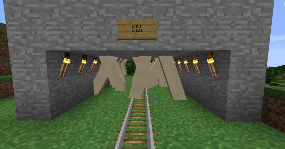 GTFOminecraft's tweet photo. Cart Wash made out of name tagged Ghasts (sadly impossible to make in survival mode) https://t.co/C93Jh9CJu2