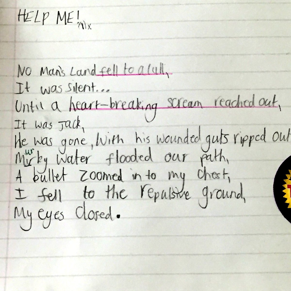 OnoFnlomce_net's tweet photo. Stunned, shocked, blown away by War inspired poetry #LRAY5 #learningcontext #amazingprogress https://t.co/PgmtBY5GxU