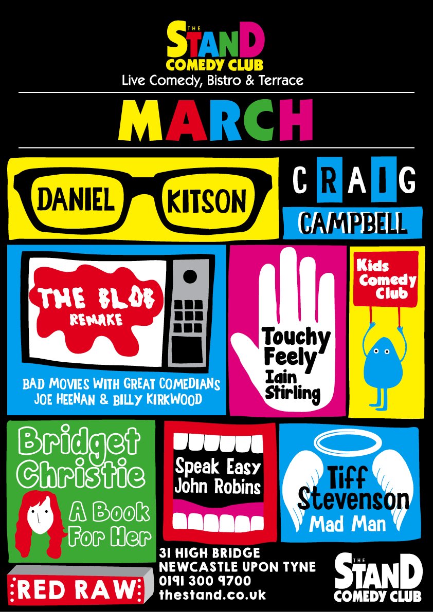 Happy_Hunch's tweet photo. LOOK @fydanielkitson @joeheenan @tiffstevenson @Moosefucker @IainDoesJokes all in March @StandNewcastle #comedy https://t.co/Gzx3od23Vc