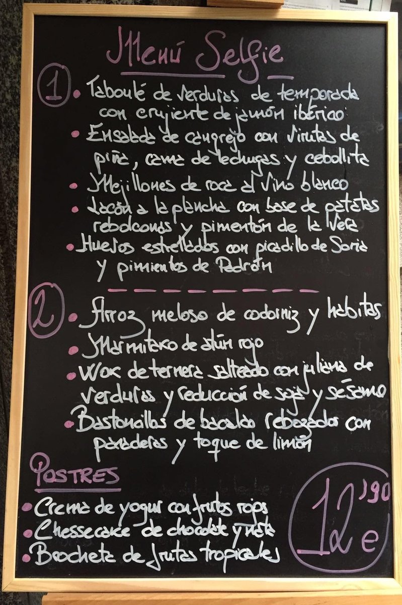 SELFIErestauran's tweet photo. nuestro #menú de hoy para acabar bien la semana https://t.co/lDKF4c5is5