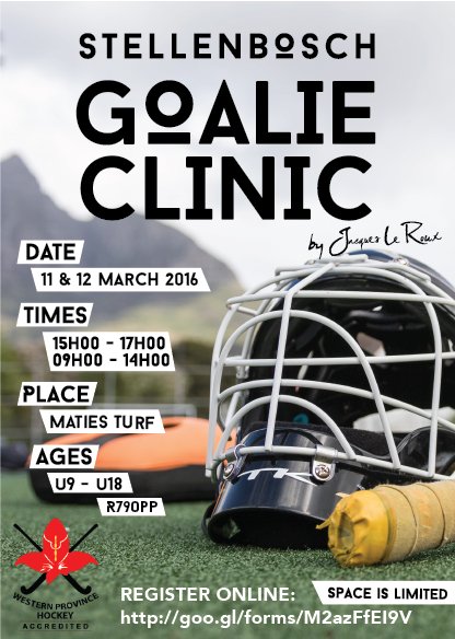 GOALIE CLINIC
Register online here: goo.gl/forms/M2azFfEI… 
#TrainingHeroes <a href="/TKhockeySA/">TK Hockey SA</a> @OBO_SA
