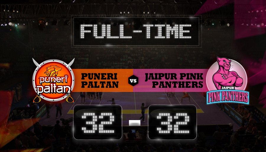 PuneriPaltan's tweet photo. And it's a TIE yet again! #PUNvsJAI #KhelBadlega https://t.co/Z0xkpqIZ1F