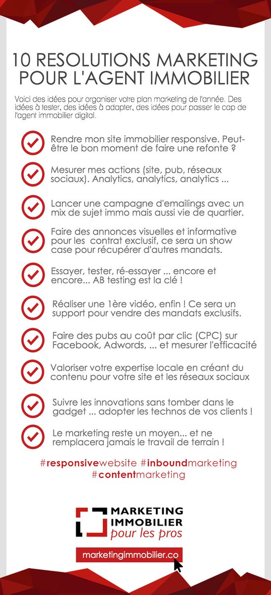 10 résolutions pour l'agent immobilier digital ! #immobilier #infographie marketingimmobilier.co/10-resolutions…