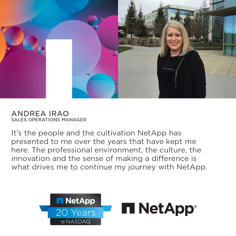 NetApp's tweet photo. Meet Andea Irao, Sales Operations Manager #NetApp20 https://t.co/REEB7c7Orh