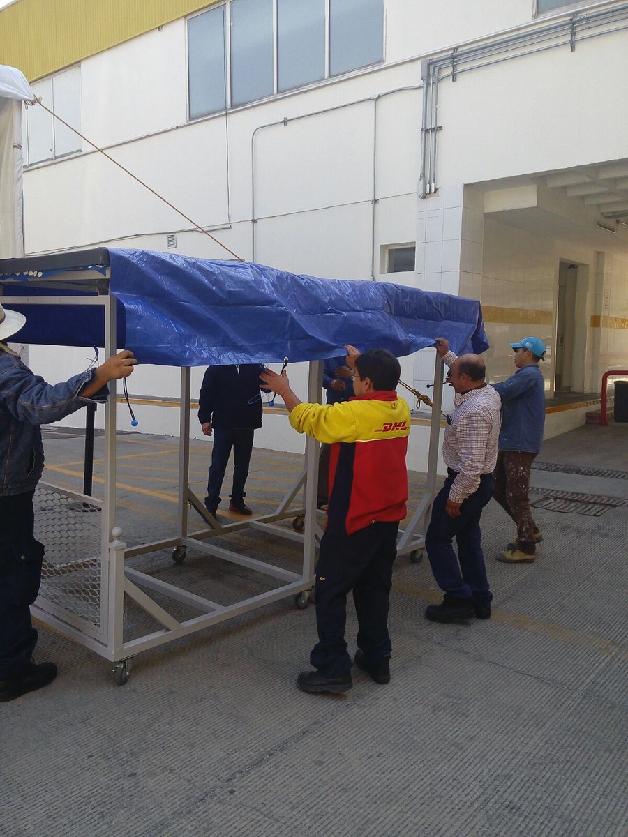 DHLMex's tweet photo. Estamos orgullosos de transportar a la #Virgendelosmigrantes obra de @Evavale. #PapaEnMex https://t.co/3wEs6vKzoF