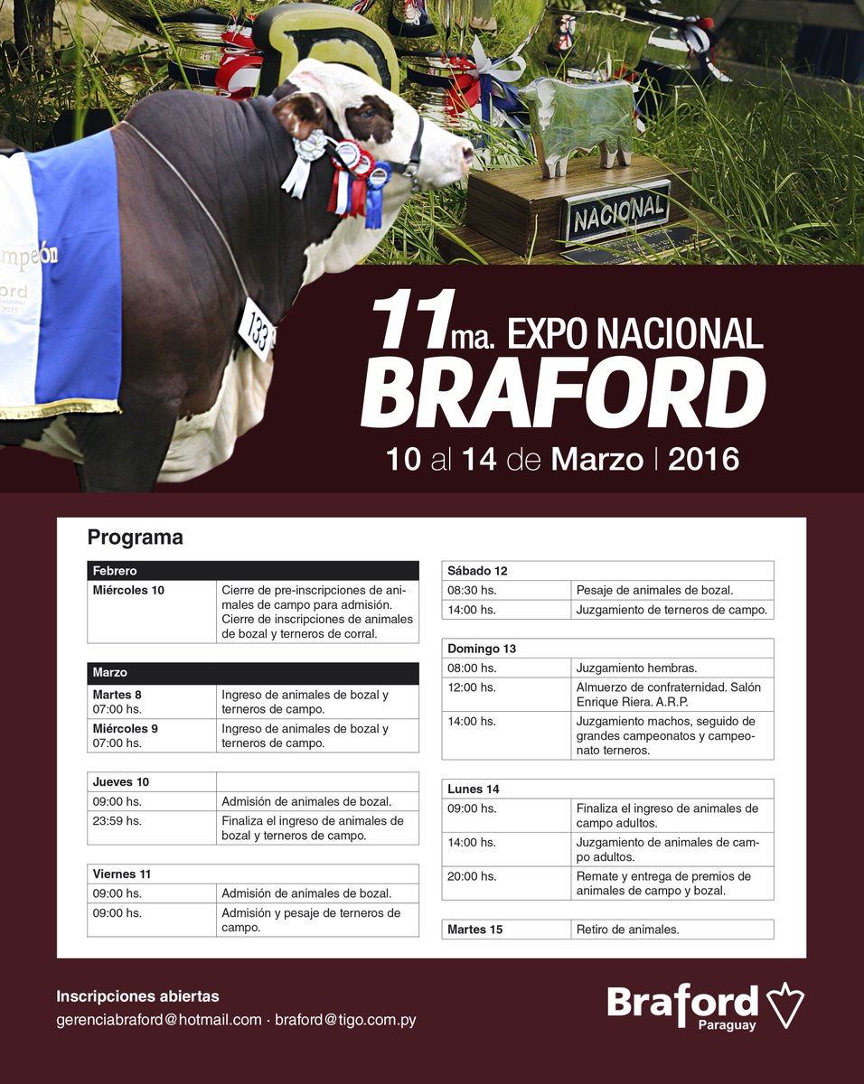brafordpy's tweet photo. A menos de un mes del inicio de la Primera Exposición de año!! #exponacionalbraford https://t.co/lCntFv9f0v