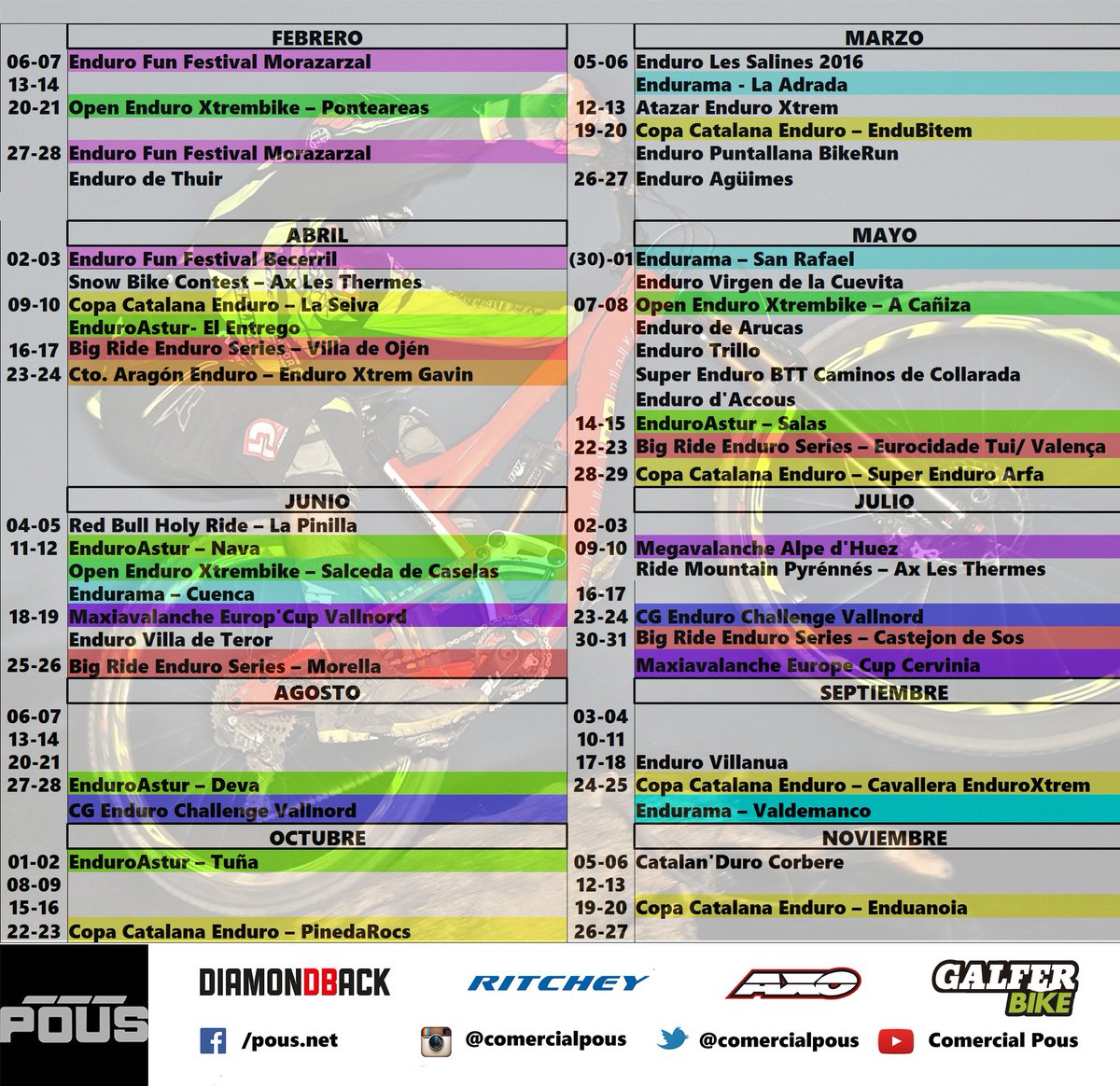 comercial_pous's tweet photo. Calendario Enduro España, Andorra y Pirineo francés 2016 #enduromtb #avalancha #mtb #btt https://t.co/JEAkMFK0Zv