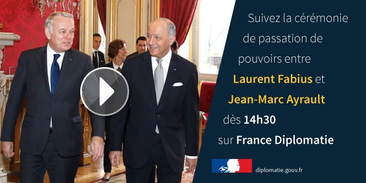 Suivez la cérémonie de passation de pouvoirs entre @LaurentFabius et @jeanmarcayrault : fdip.fr/passation