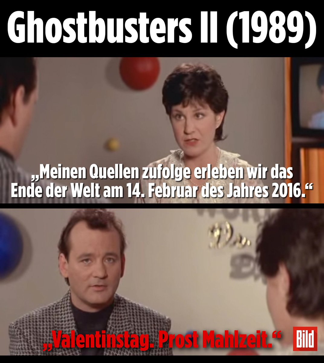 Haben wir das richtig verstanden – morgen geht also die Welt unter? #Ghostbusters #Valentinstag