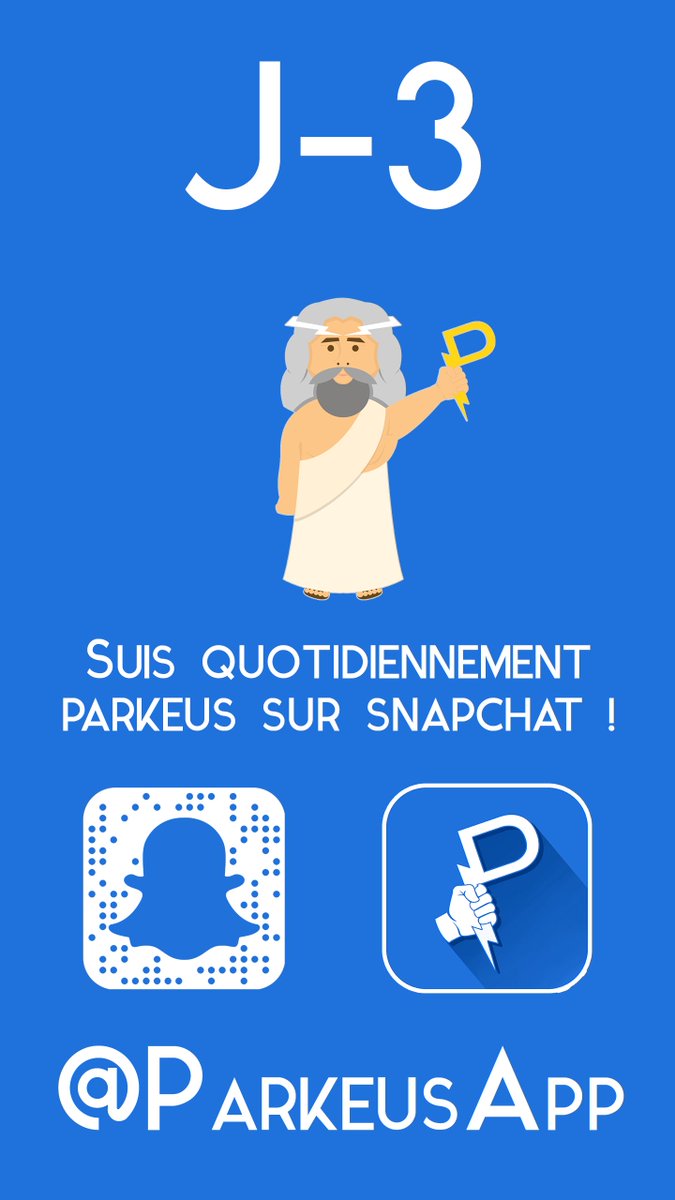 ParkeusApp's tweet image. [J-3] Retrouvez moi à partir du Lundi 15 Février 2016 sur Snapchat ! #Parkeus #Snapchat