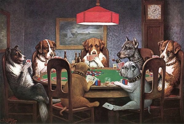 arteaIdia's tweet photo. "Dogs Playing Poker: A Friend in Need" (1903), Cassius Marcellus Coolidge (EE.UU) - Óleo https://t.co/yaWfAFMfxR