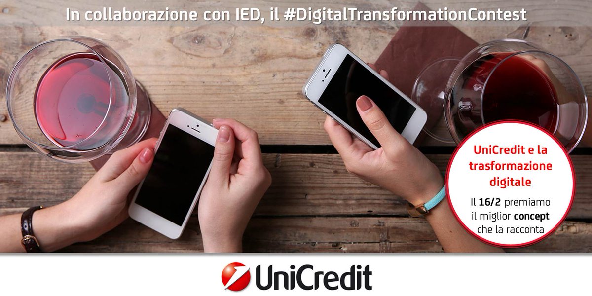 UniCreditEurope's tweet image. Questo weekend a #Milano il #DigitalTransformationContest con @IED_Milano. Premiazione: 16/2 goo.gl/CnU8K9