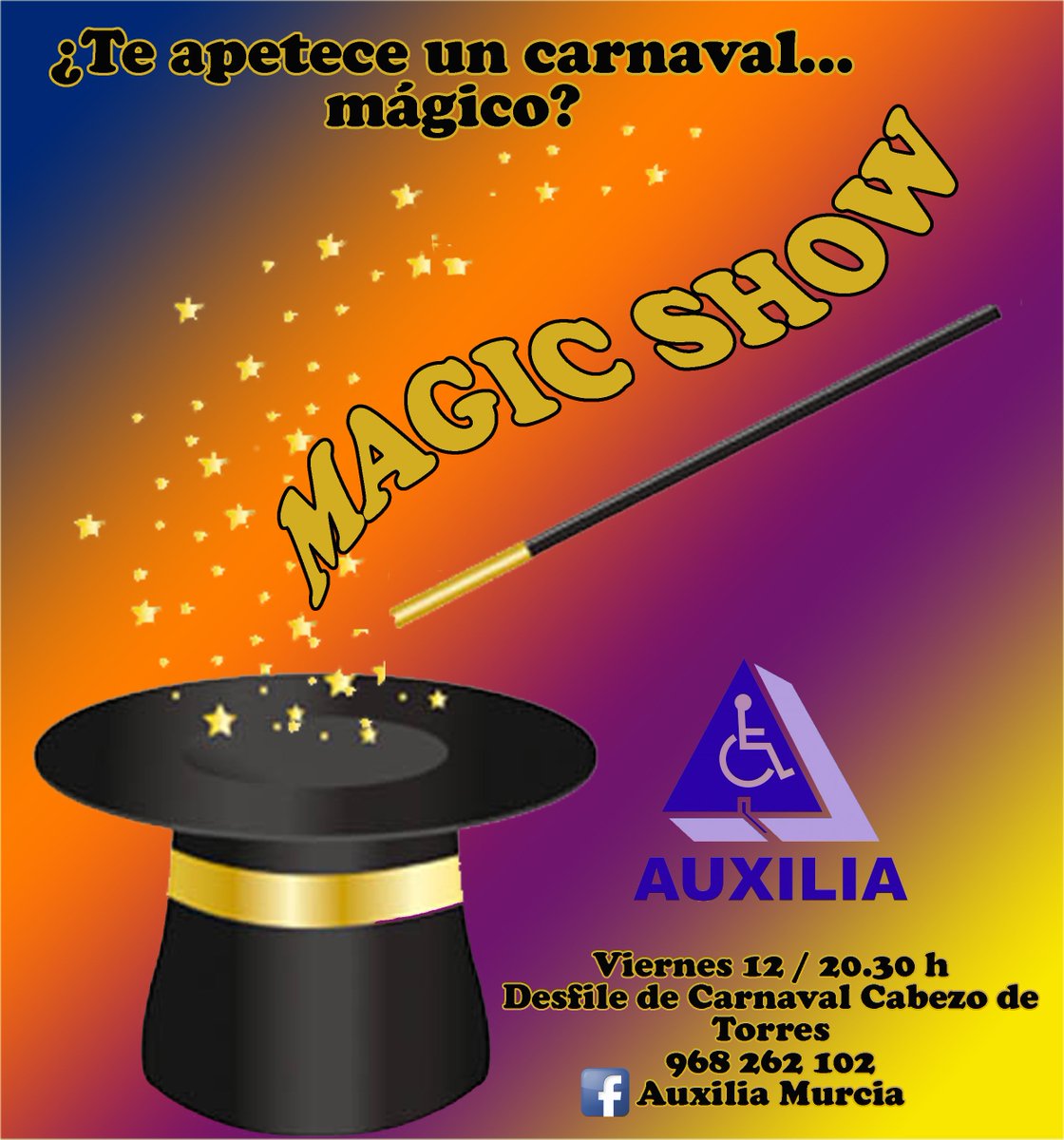 FAMDIF's tweet photo. ¡¡Esta noche, os esperamos con @AuxiliaMurcia !!
#Carnavales2016 #FelizFindeSemana
https://t.co/GiW69olT34 https://t.co/ou5K20fxEn