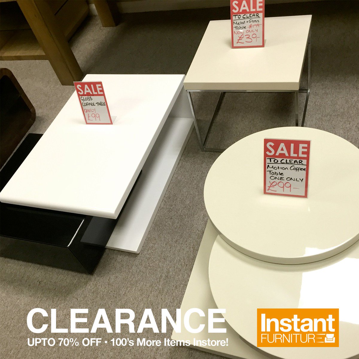 InstantFurn's tweet image. Clearance continues in store this weekend with Up to 70% off many items