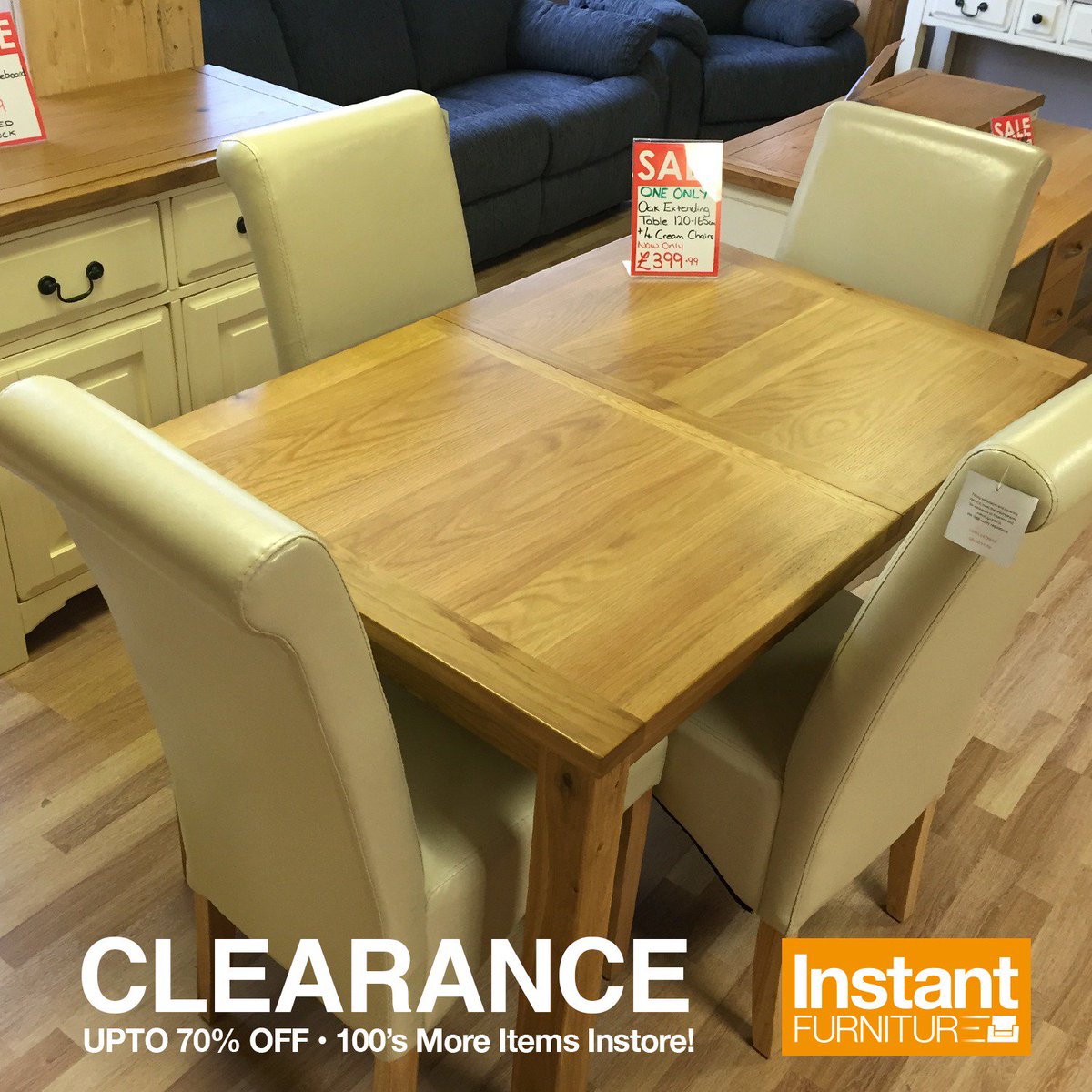 InstantFurn's tweet image. Clearance continues in store this weekend with Up to 70% off many items