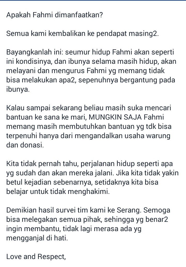 RumahHarapanID's tweet photo. Ini hasil survei tim kami ttg Fahmi, anak yg menderita radang otak &amp; smpt ramai dibicarakan di media sosial. https://t.co/qLlHsWGetg