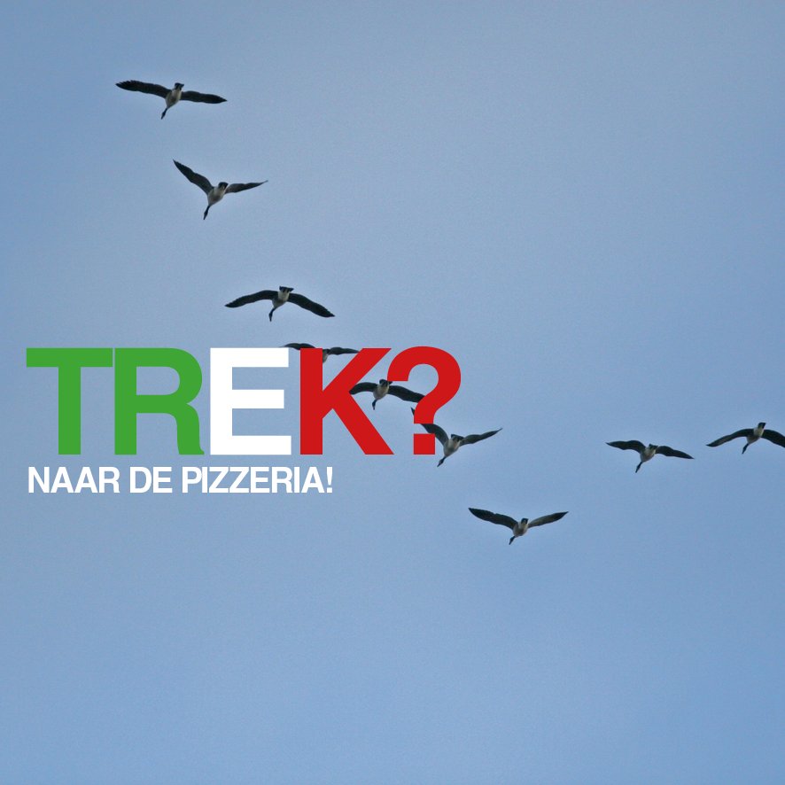 Trek? Lekkere trek? Welkom, bij De Pizzeria. Vanavond nog? Morgen?