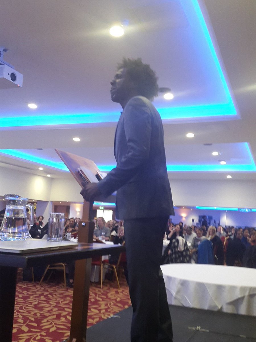 jbrownlie's tweet photo. Lemn Sissay at our conference. #redbridges https://t.co/3PIwqQp1Vk