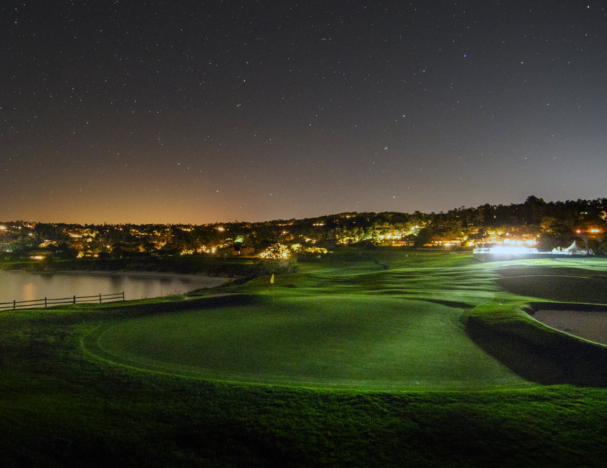 PGATOUR's tweet photo. The nighttime view behind Pebble Beach's sixth green. https://t.co/ViDoBv7PzH