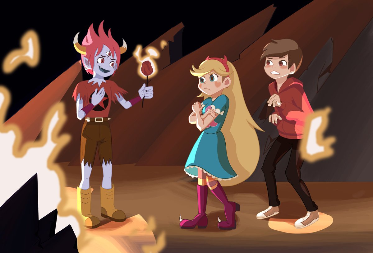 프린세스 스타의 모험일기 장면中 팬아트 #팬아트 #프린세스스타의모험일기 #스타버터플라이 #톰 #마르코 #character #animation #포토샵 #애니메이션...