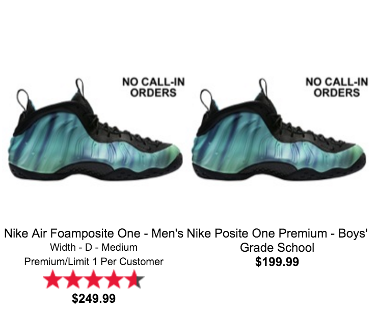 northern lights foamposites footlocker