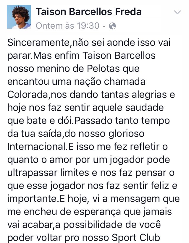 InterDaZoeira's tweet photo. Taison implorando pra voltar e o Piffero que nem o Grêmio: NADA. #VoltaGuri #TaisonNoInter https://t.co/bCbjnoQCos