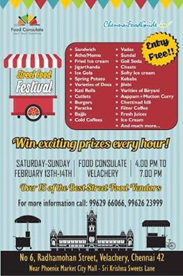 CopySankara's tweet photo. #StreetFoodFestival @ChennaiFoodGuid 13th n 14th Feb 2016. Celebrate ur Valentine's day in #FoodConsulate https://t.co/jGEUUvjuOP