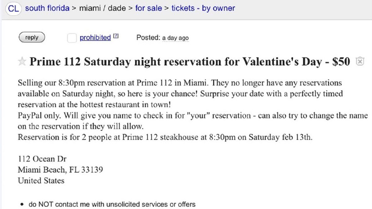 Someone is selling #ValentinesDay dinner reservations on #Craigslist bit.ly/1SlIKCm?utm_me… https://t.co/ZrxkceDQeZ