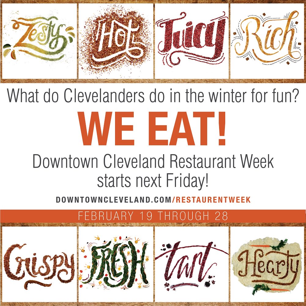 DowntownCLE's tweet image. 1 week until #dtCLERestaurant Week! RT if you’ll be participating! bit.ly/dtCLERW16