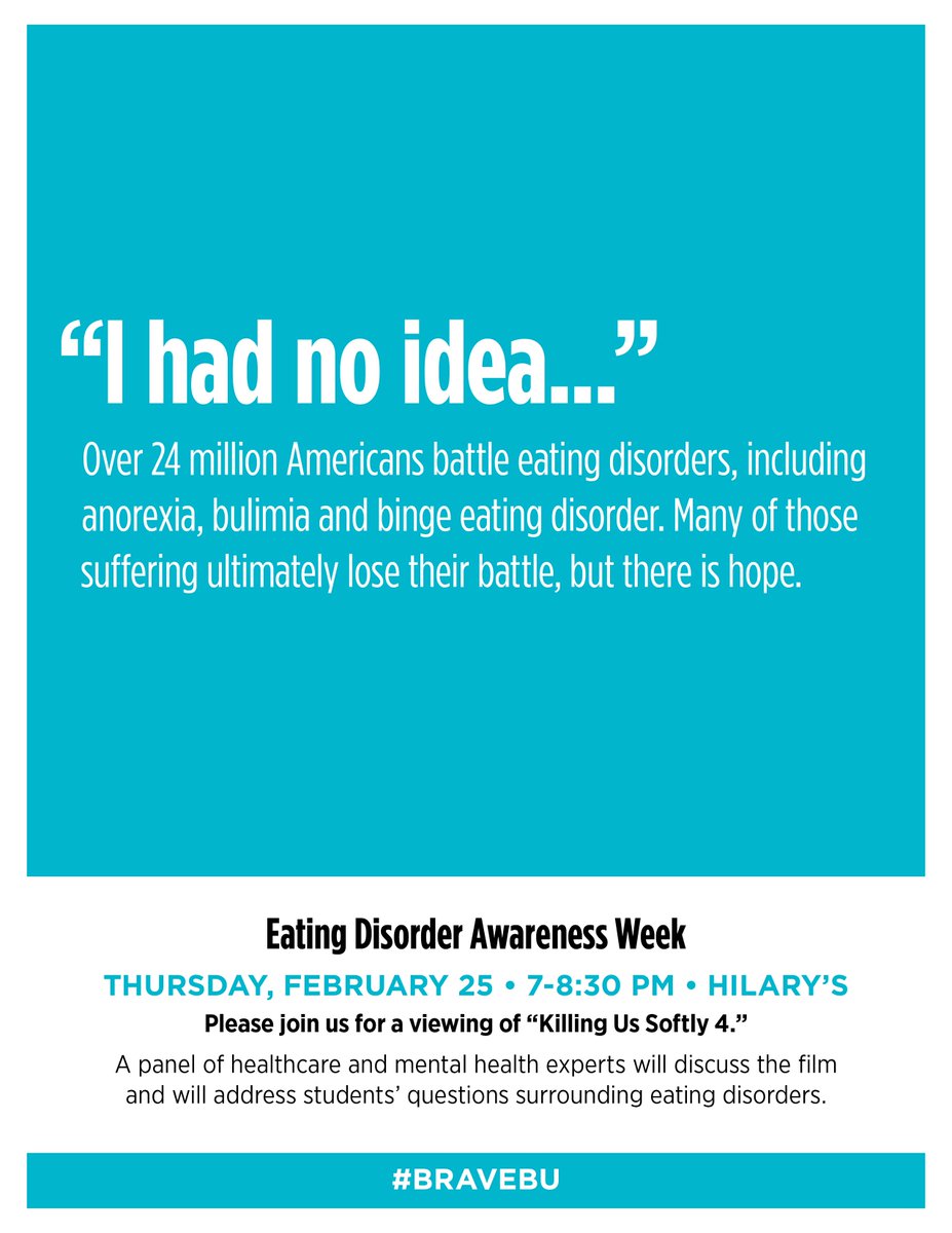 BellarmineSuRF's tweet photo. Please join us for a discussion surrounding body image & eating disorder Th Feb 25. #ihadnoidea #EDAWeek https://t.co/z7zi5aFuA4