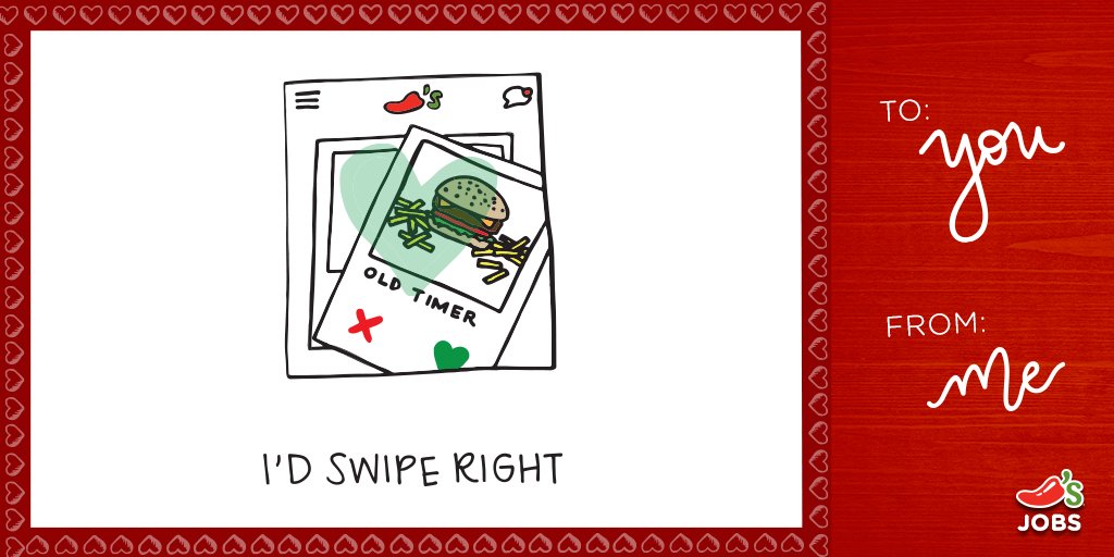 ChilisJobs's tweet photo. I'd swipe right!
Retweet the #ChilisLove ❤ https://t.co/vLiUF4pnO1