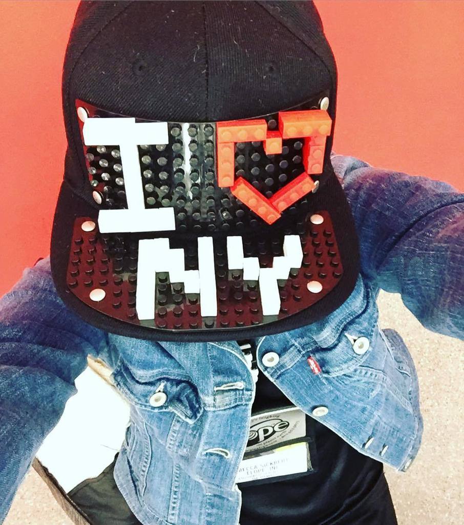BeccaSickbert's tweet photo. This @elope.inc #BrickyBlocks hat wearer is so ready for #tfny! #iloveny #laughwithelope https://t.co/KQPGJC06HW https://t.co/AKDshQGwxP