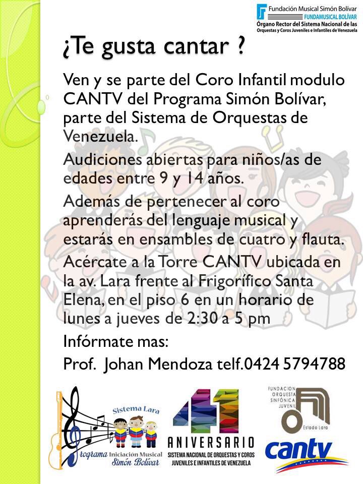 ¡Audiciones abiertas!

El Programa Simón Bolívar crece junto a ti. #PSBLara #ElSistemaSomosTodos #ElSistemaCumple41