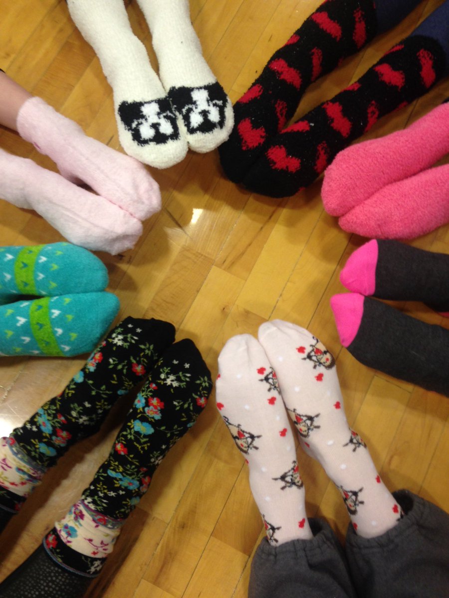 KSchulerDance's tweet photo. Valentine sock exchange in dance class @SionKC today to pamper our toes 💕 #fuzzysocks #lifeofadancer #danceforpe https://t.co/7fG5EVLyO0
