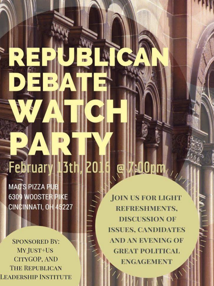 CityGOP's tweet photo. Join us for a debate watch party in Cincinnati, Ohio! https://t.co/JO5CTGqctX @ohiogop https://t.co/MWQJA07dAb