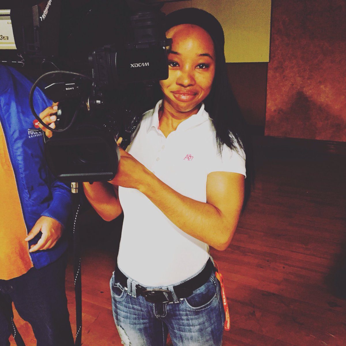 DaughterofYah91's tweet photo. Love what I do, Cam Op today for a talk show at school lolπππ #setlife #filmlife #camoperator #fullsail https://t.co/W0qP2tOe2H
