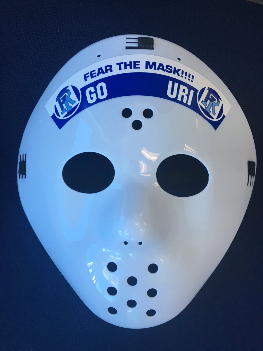 RhodyMBB's tweet photo. Be one of the 1st 50 students thru the doors & get this limited edition #FearTheMask for tonight's game vs Dayton https://t.co/88YsRWJzbx