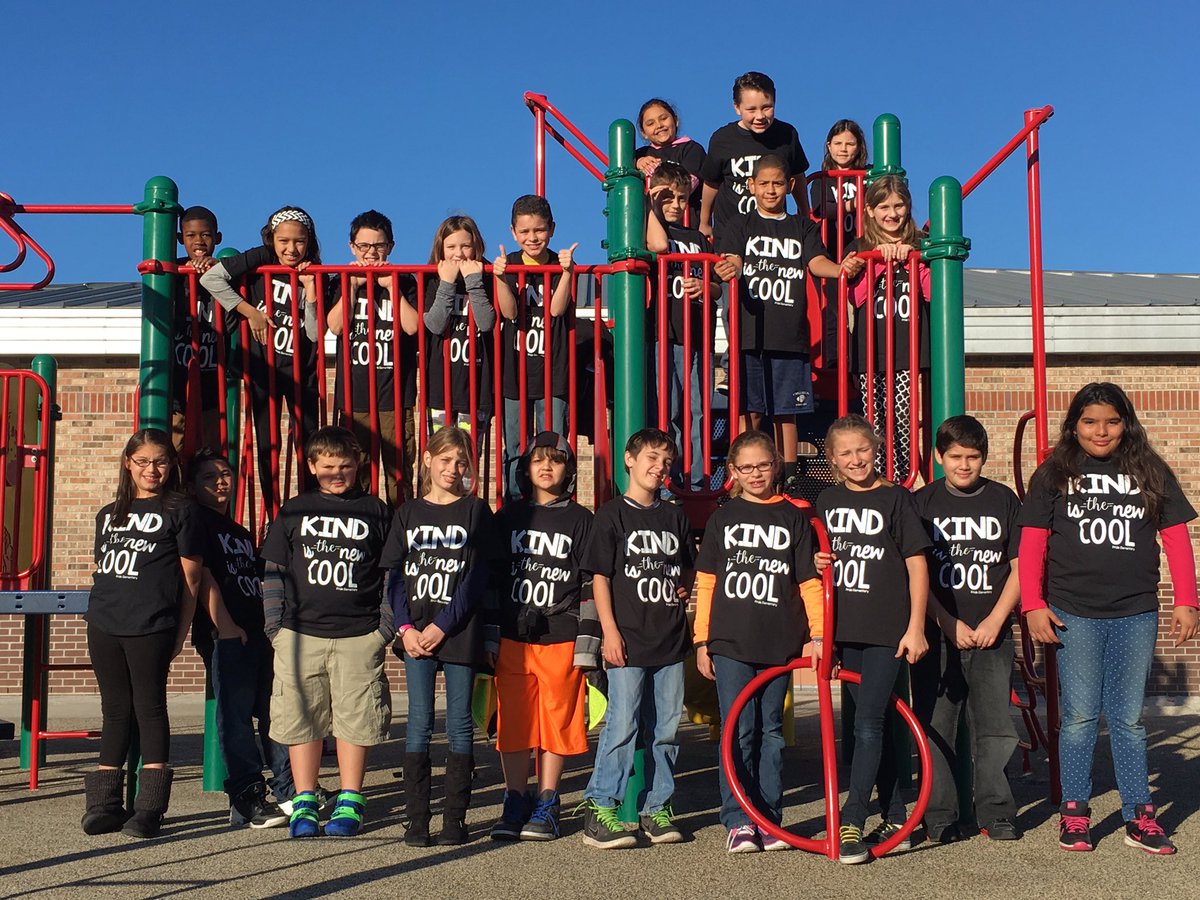 My kiddos in their new shirts! Kind is the new Cool! Thanks <a href="/PrideLionsVCS/">Pride Elementary</a> 😎 #vcspln